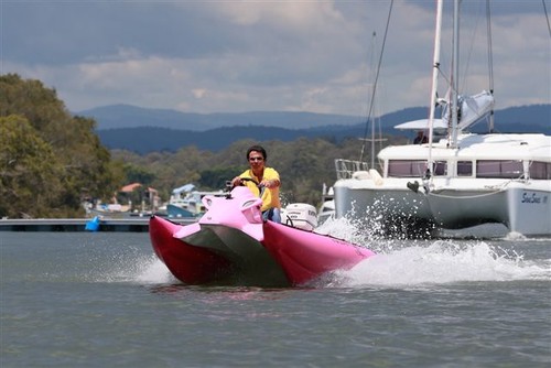Stefan trials the Razar Cat on the Gold Coast © Rob Mundle